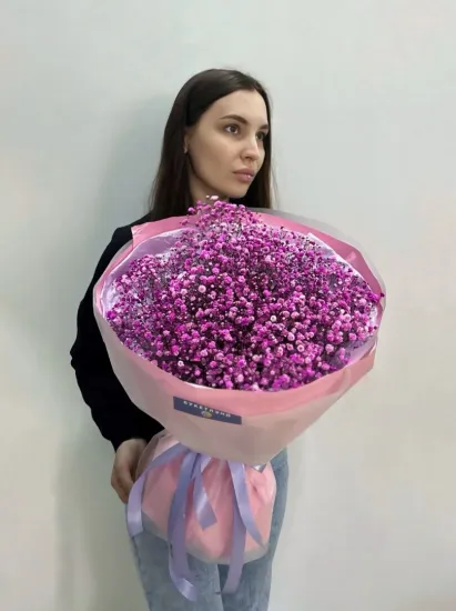 Монобукет из гипсофилы &laquo;Pink&raquo; от интернет-магазина цветов в 