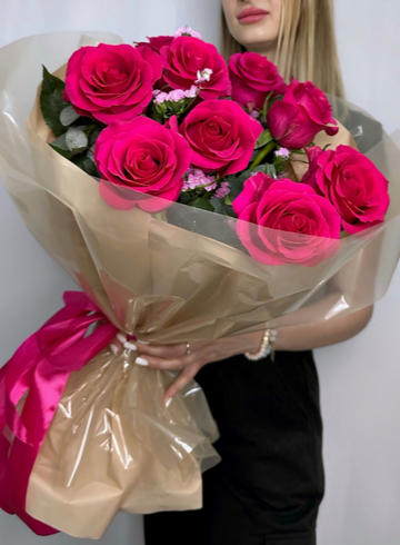 Букет из 9 розовых роз &laquo;Малиновый лимонад&raquo; от интернет-магазина цветов в 