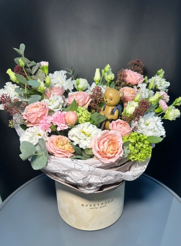 Композиция с мишкой «Моей девочке» от интернет-магазина цветов в 