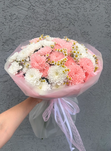 Букет из хризантем с танацетумом от интернет-магазина цветов в 